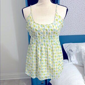 J.Crew blue green seahorse seashell print cotton babydoll tank  corset buttons 2